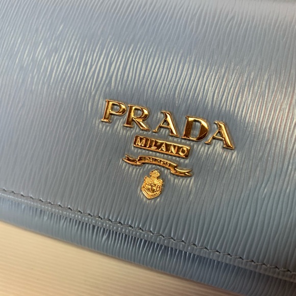 「SOLD 」PRADA 1MH132 VITELLO MOVEI ASTRALE blue wallet NEW - Picture 6 of 8